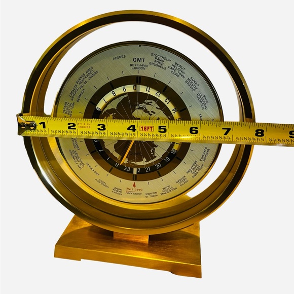 MCM Linden Quartz Clock, World Time, Vintage, Gold, Silver and Glass, Office - Picture 5 of 6